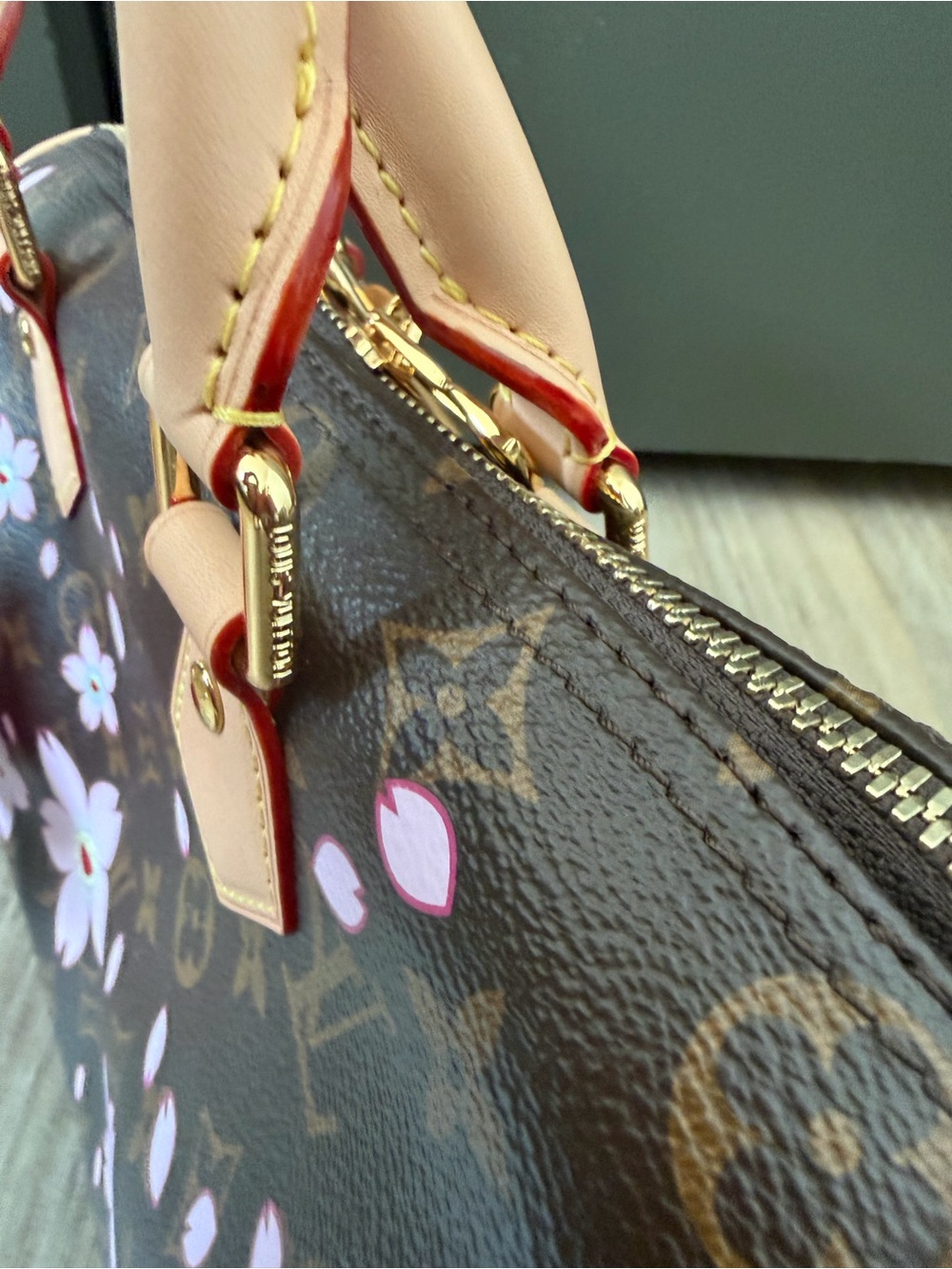 Brown Monogram Cherry Blossom Mini Bag with Pink Accents - Picture 5 of 9